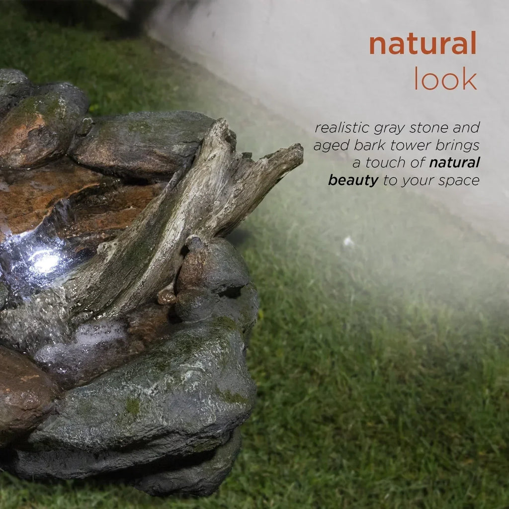 2026 NewAlpine Corporation Outdoor 3-Tier Rainforest Rock Water Fountain with LED Lights