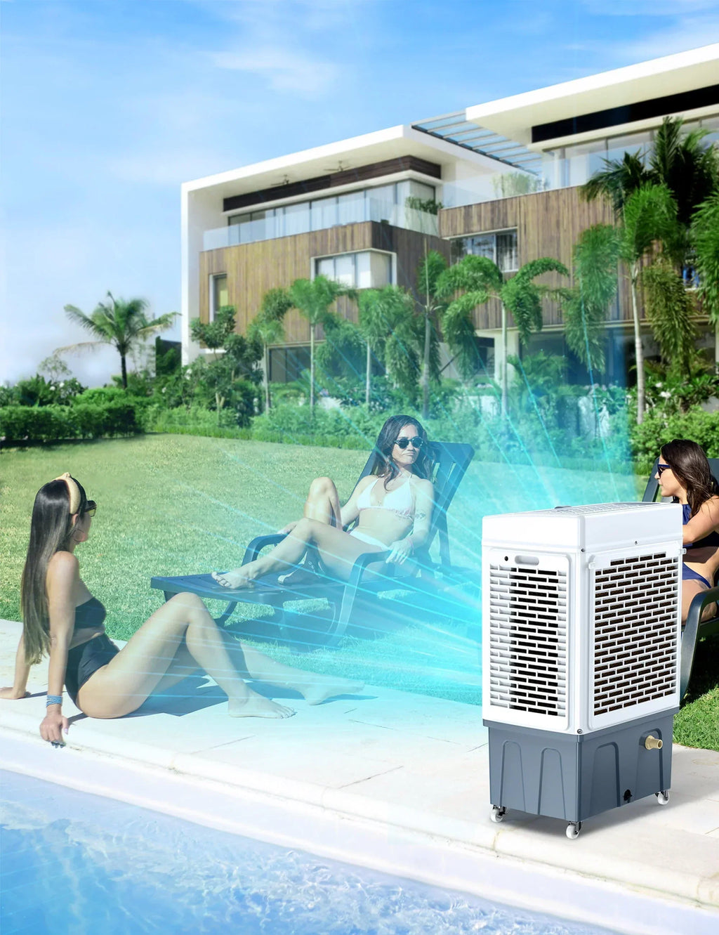 2026 NewEvaporative Cooler, 2100CFM Air Cooler, 120" Oscillation Swamp Cooler with Remote Control, 24H Timer, 3 Wind Speeds for Outdoor Indoor Use, 7.9Gallon
