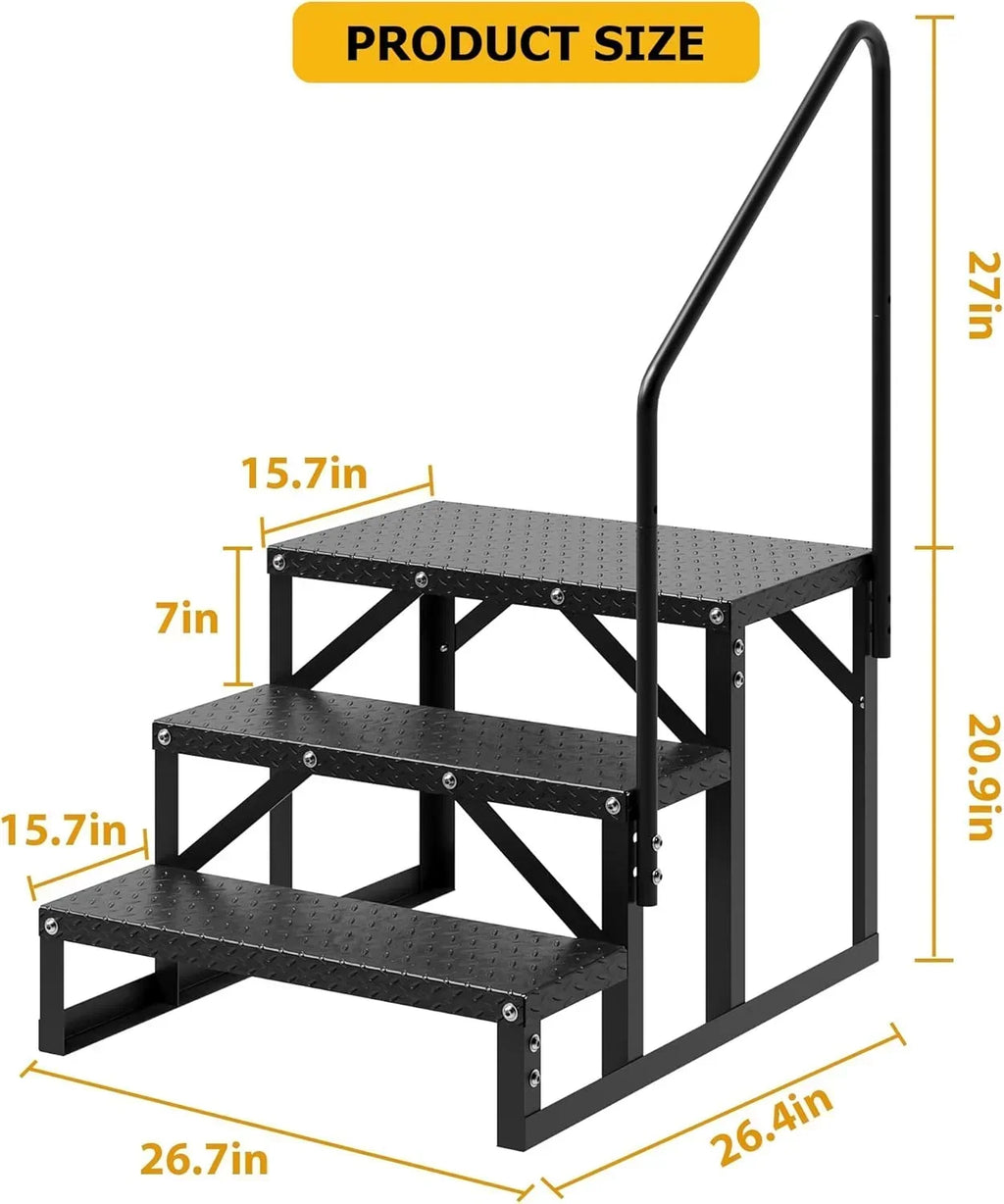 2026 NewGarvee 3 Steps Anti-Slip RV Steps, 26.7 in x 47.9 in, Alloy Steel