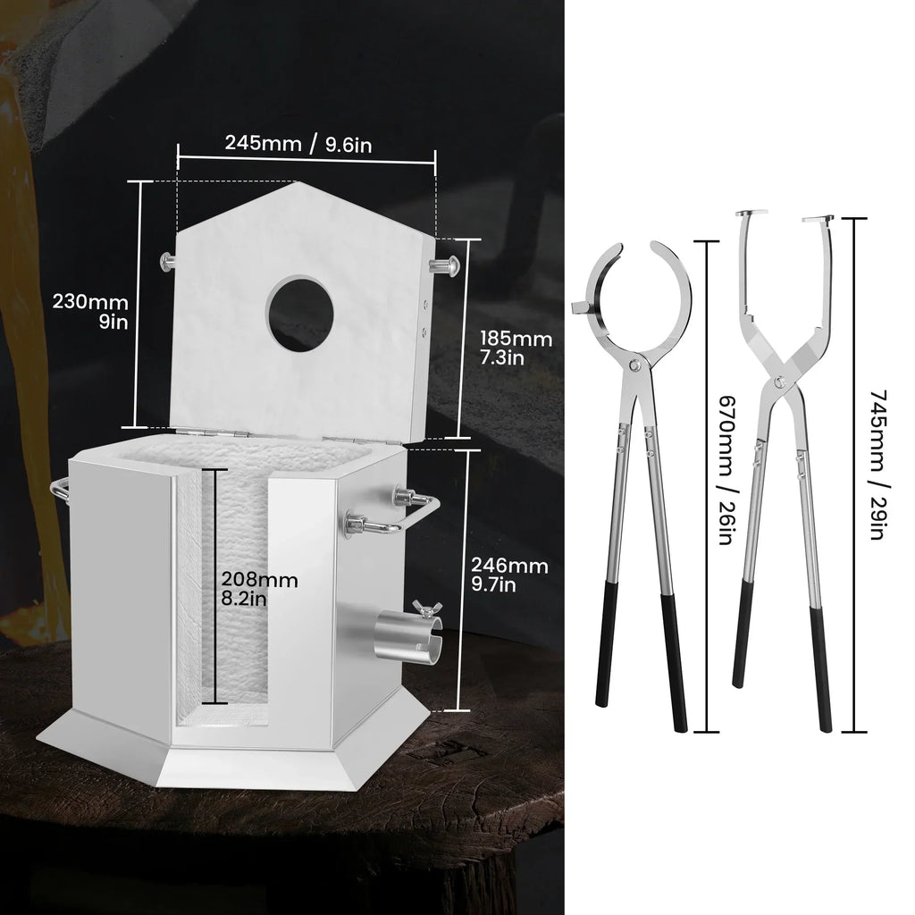 2026 New7KG Propane Melting Furnace Kit with Two Tongs and Crucible, All New Kiln Metal Foundry Furnace Smelting Gold Silver Copper Aluminum, Metal Recycle Home Smelting Casting Tool