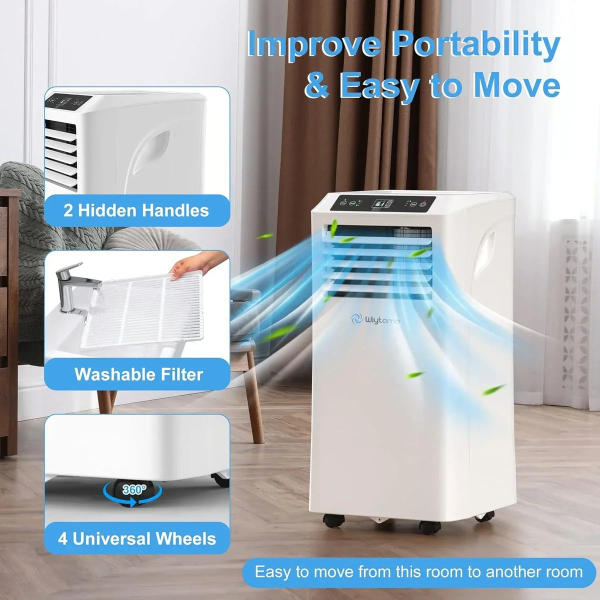 2026 New10,000 BTU Portable Air Conditioners Smart WIFI Remote Control, 3-in-1 Portable AC Unit, Dehumidifier and Fan