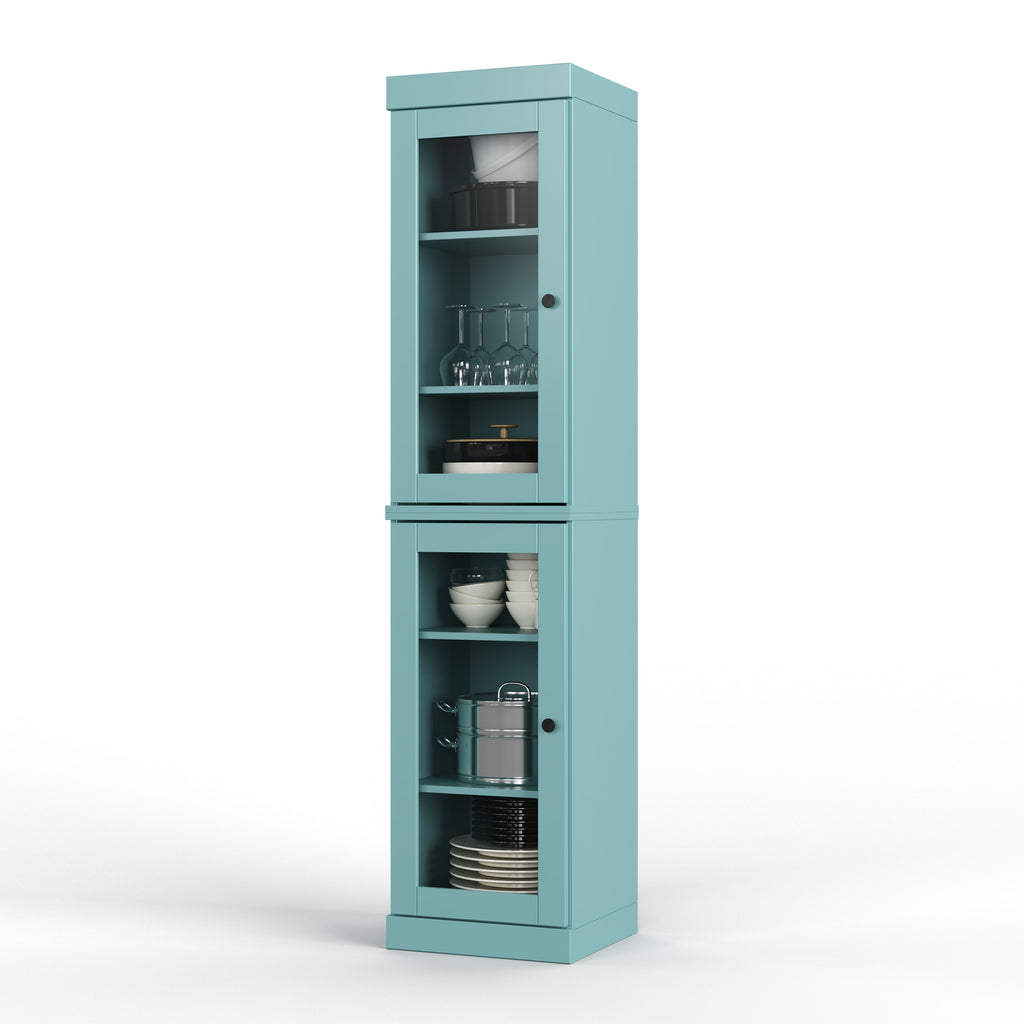 Palace Imports 16.5-in W Solid Wood Modular Tall Kitchen Pantry China Cabinet with Glass Doors and Adjustable Shelves