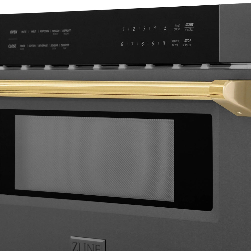 2026 NewZLINE Autograph Edition 30" 1.2 cu. ft. Built-In Microwave Drawer in Stainless Steel with Gold Accents