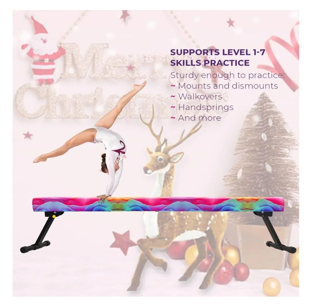 2026 New8FT Adjustable&Foldable Gymnastics Balance Beam,Home Gym Equipment,Easy Assembling and Storage,No Tool Require,for Kids Children Girls Training