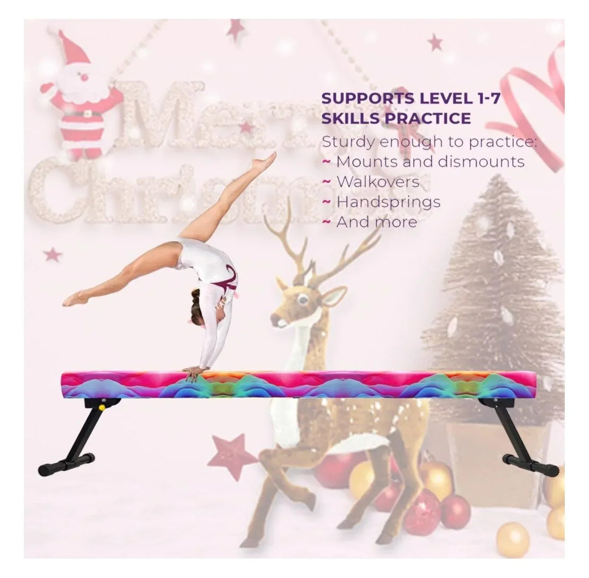 2026 New8FT Adjustable&Foldable Gymnastics Balance Beam,Home Gym Equipment,Easy Assembling and Storage,No Tool Require,for Kids Children Girls Training