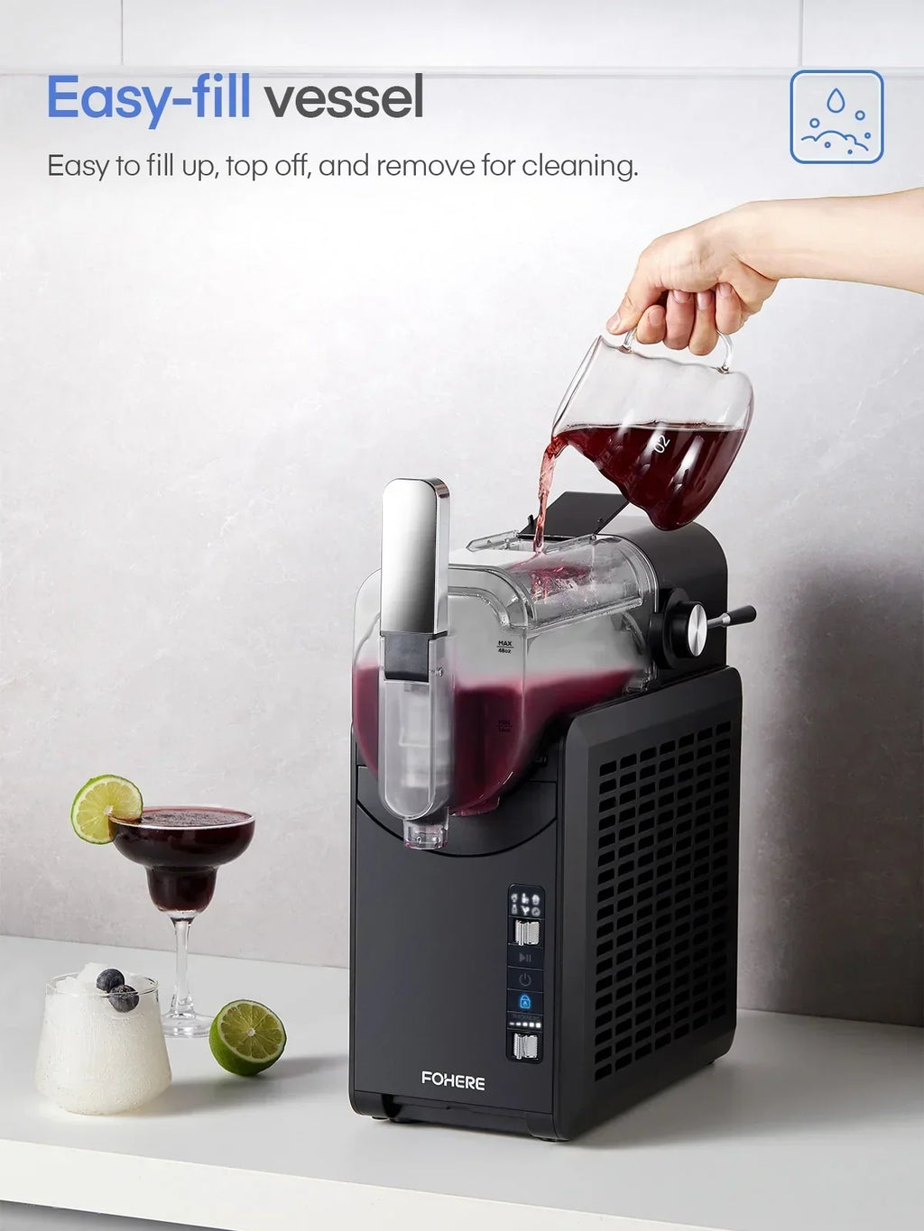 2026 New5-in-1 Slushie Machine, No Ice Needed, 15 Min Slushy Machine for Home with Self-Cleaning, Professional Frozen Drink Maker, 5 Preset Programs, Frozen Margaritas, Frapp"s, Milkshakes, and More, FOHERE