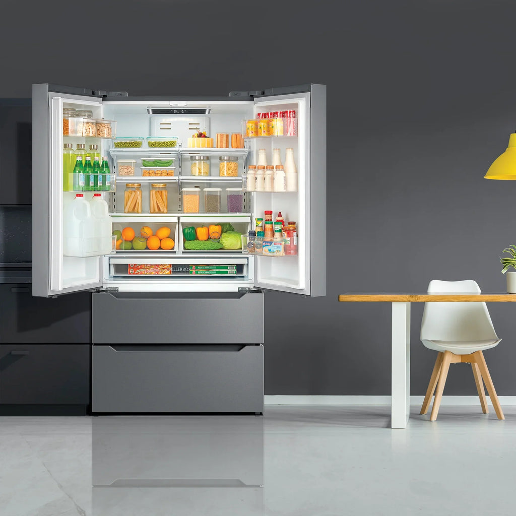 2026 NewCosmo 5 Piece Kitchen Appliance Packages with 30" Freestanding Electric Range 30" Island Range Hood 24" Built-in Fully Integrated Dishwasher French Door Refrigerator & 48 Bottle Wine Refrigerator