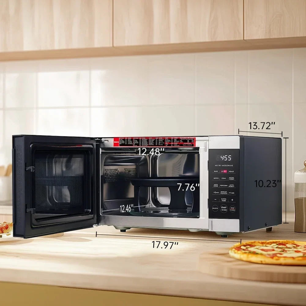 2026 NewGalanz 0.9 Cu ft Air Fry Countertop Microwave, 900 Watts, Stainless Steel, New