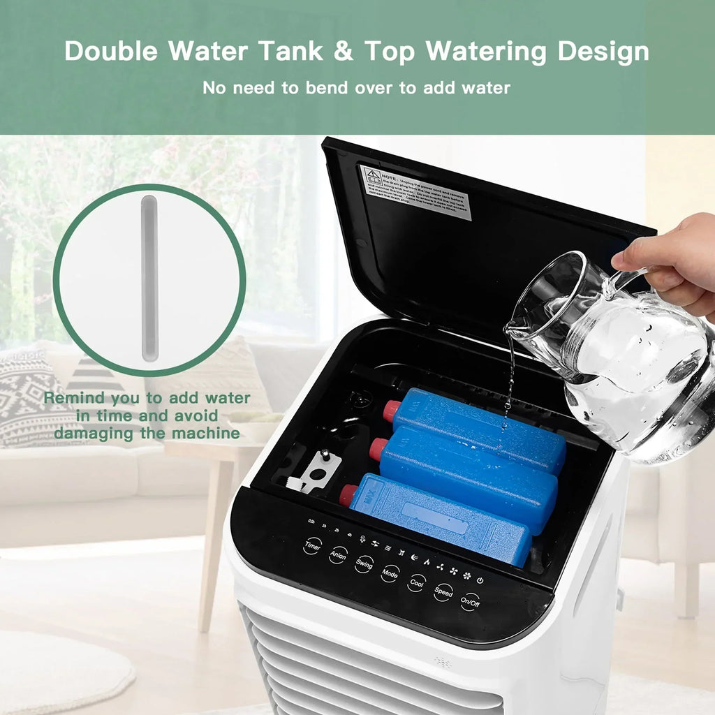 2026 NewCostway 4-in-1 Portable Evaporative Air Cooler 12L Water Tank 4 Ice Boxes