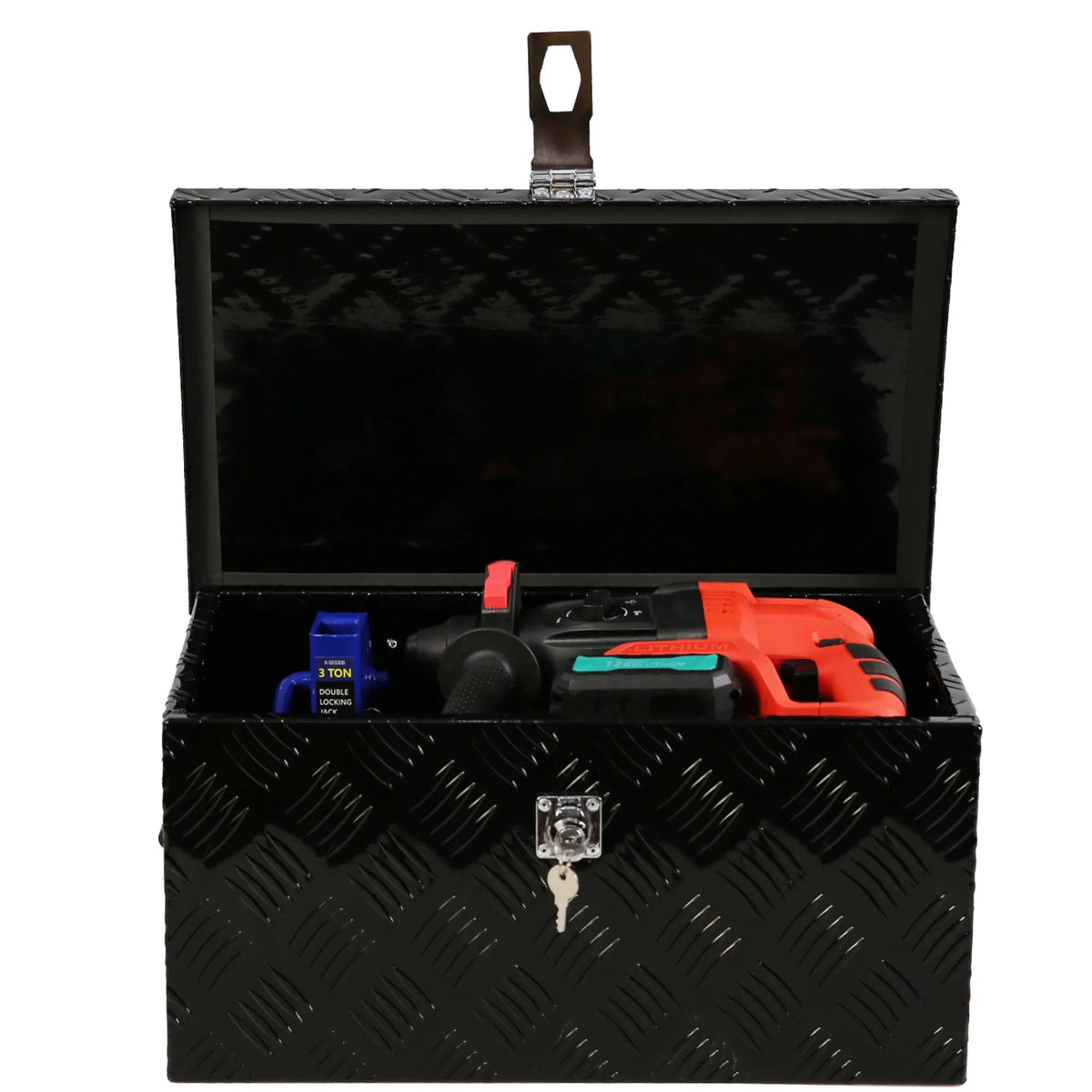 2026 New 20'' Metal Truck Tool Box, Aluminum Tool Box Storage Organizer for Truck Bed Trailer Pickup ATV, Lockable Tools Underbody Organizer W/Side Handle