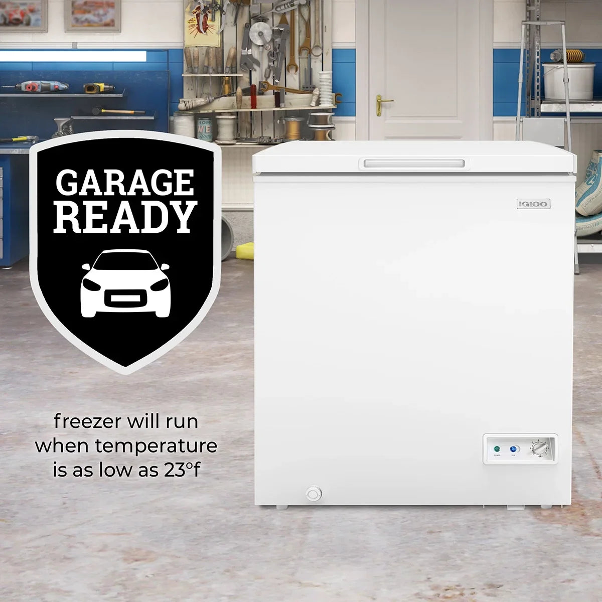 2026 New Igloo 5.0 Cu. Ft. Chest Freezer With Removable Basket, Free-Standing Door Temperature Ranges From-10?- to 10?- F, Front Defrost Water Drain, Perfect for Homes, Garages, Basements, RVs, White