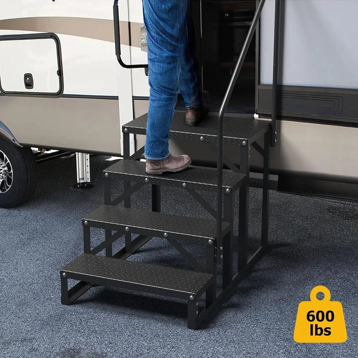 2026 NewGarvee 3 Steps Anti-Slip RV Steps, 26.7 in x 47.9 in, Alloy Steel