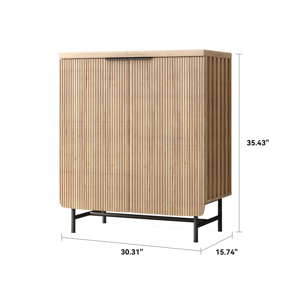 2026 NewVivvoo 30" Wood Nightstand Fluted Door Accent Cabinet