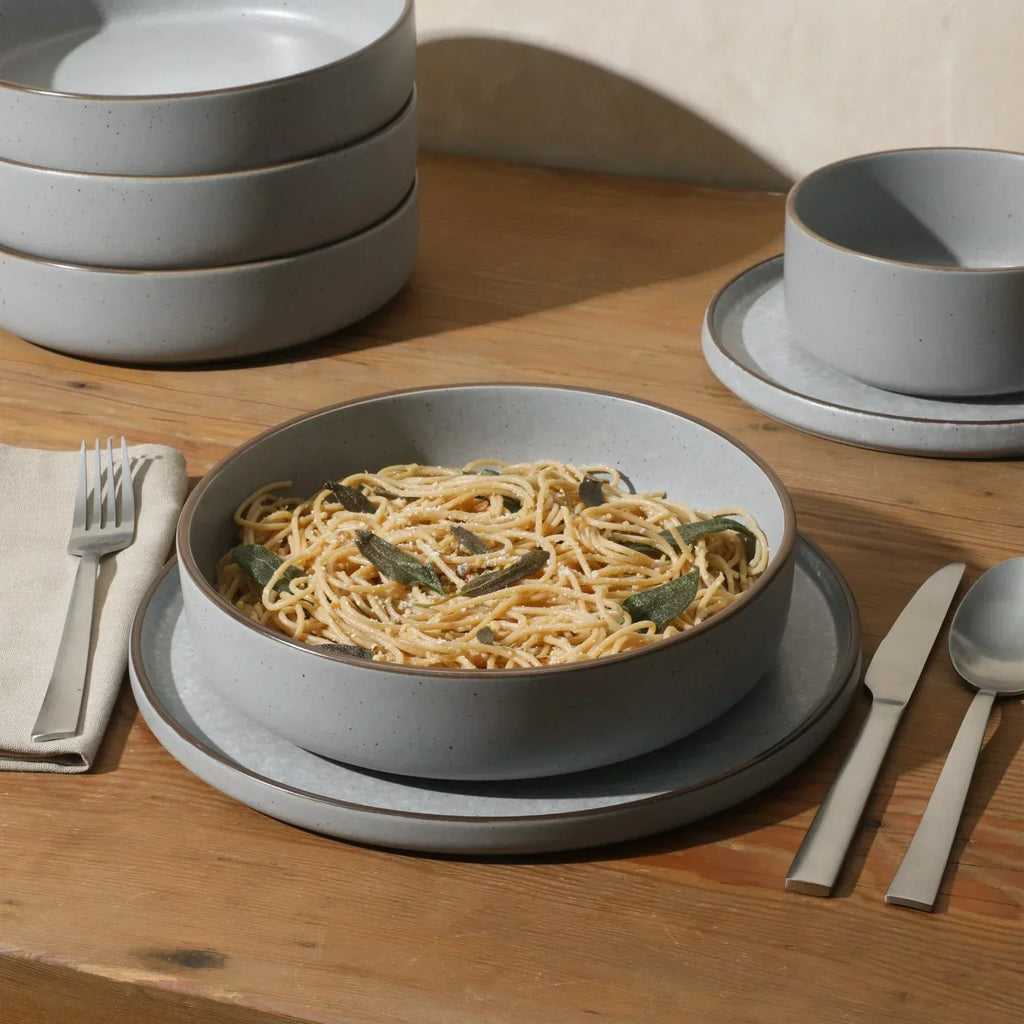 2026 NewGibson Elite Gelston Stoneware Matte Reactive Glaze 16 Piece (Service for 4) Plates and Bowl Dinnerware Set - Grey