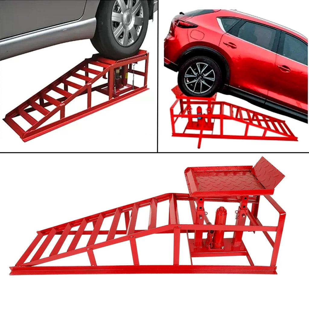 2026 NewConfote Car Ramps, 2PCS 5T 10000lbs Portable Heavy Duty Hydraulic Car Ramps, Lift Ramp for Truck Vehicle Auto Garage Repair Red