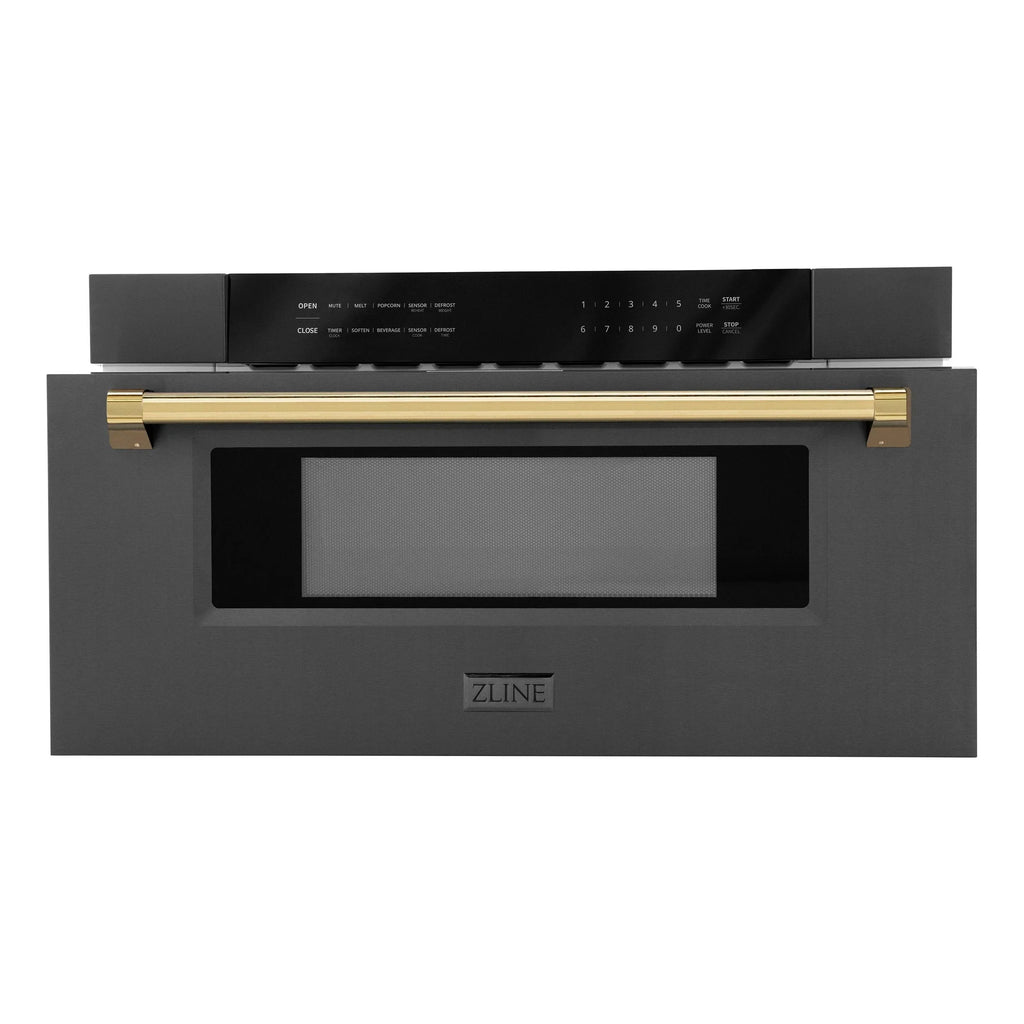 2026 NewZLINE Autograph Edition 30" 1.2 cu. ft. Built-In Microwave Drawer in Stainless Steel with Gold Accents