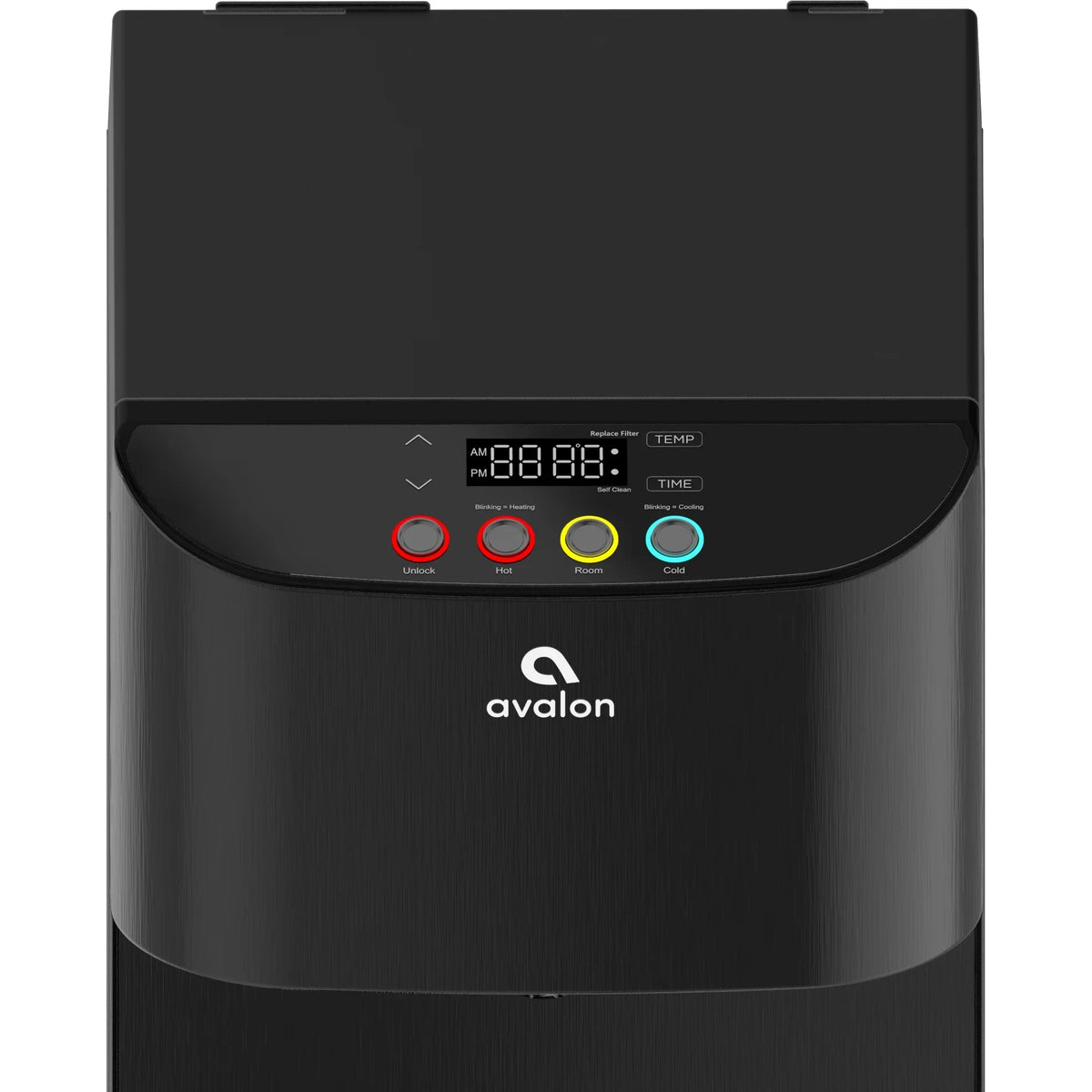 2026 New Avalon Electric Bottleless Water Cooler Water Dispenser - 3 Temperatures, Digital Clock with Temperature Control, Self Cleaning, Black Stainless Steel