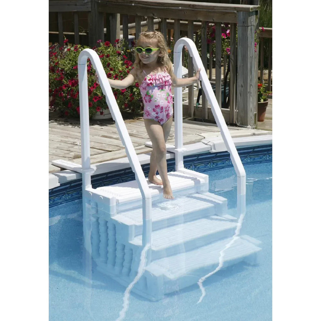 2026 NewBlue Torrent Antigua Step Ladder with Handrails for Above Ground Pools, White