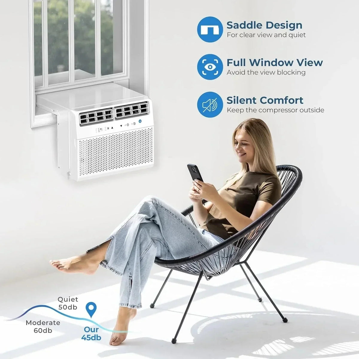 2026 NewAntarctic Star U-shaped window air conditioner 12000 BTU Ultra-quiet window air conditioner Cools