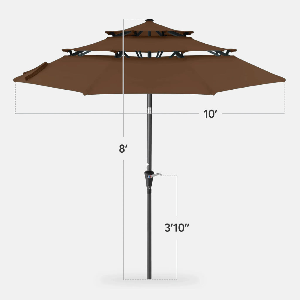 2026 NewBest Choice Products 10ft 3-Tier Patio Umbrella, Market Sun Shade w/ Tilt Adjustment, Easy Crank - Red