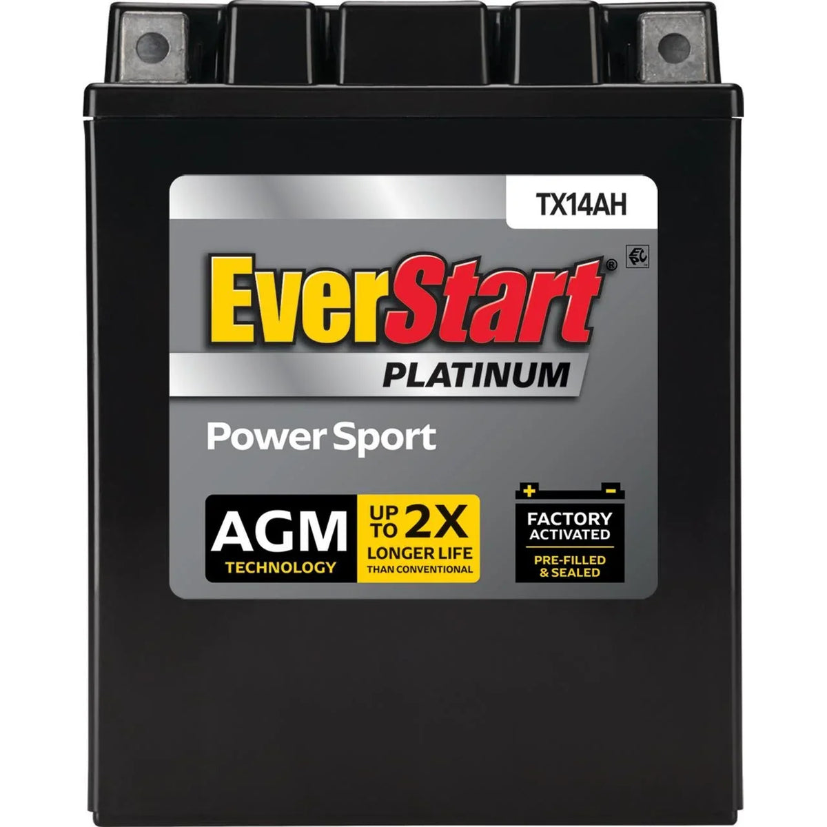 2026 NewEverStart Platinum BOXED AGM PowerSport Battery, Group Size TX14AH 12 Volt, 210 CCA
