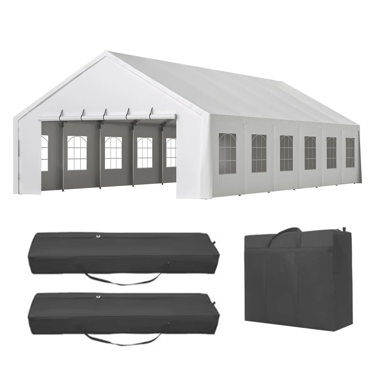2026 New20x40 FT Heavy-Duty Party Tent with 3 Storage Bags - Large Waterproof Wedding Event Shelter for Removable Sidewalls & Zipper Door - Outdoor Commercial Tent for Parties Carport Camping BBQ Garden
