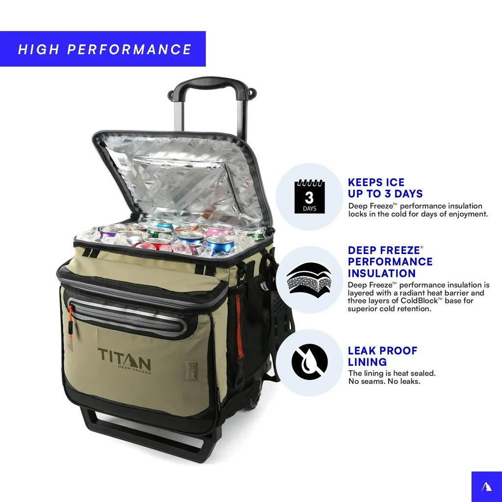 2026 NewArctic Zone Titan Deep Freeze 60(50+10) Can/40 Quart Wheeled Cooler - Process Blue