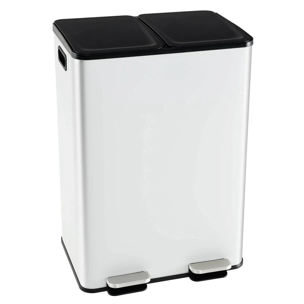 2026 NewCostway 16 Gallon Dual Step Trash Can Recycle Bin Stainless Steel Bucket Pedal Silver