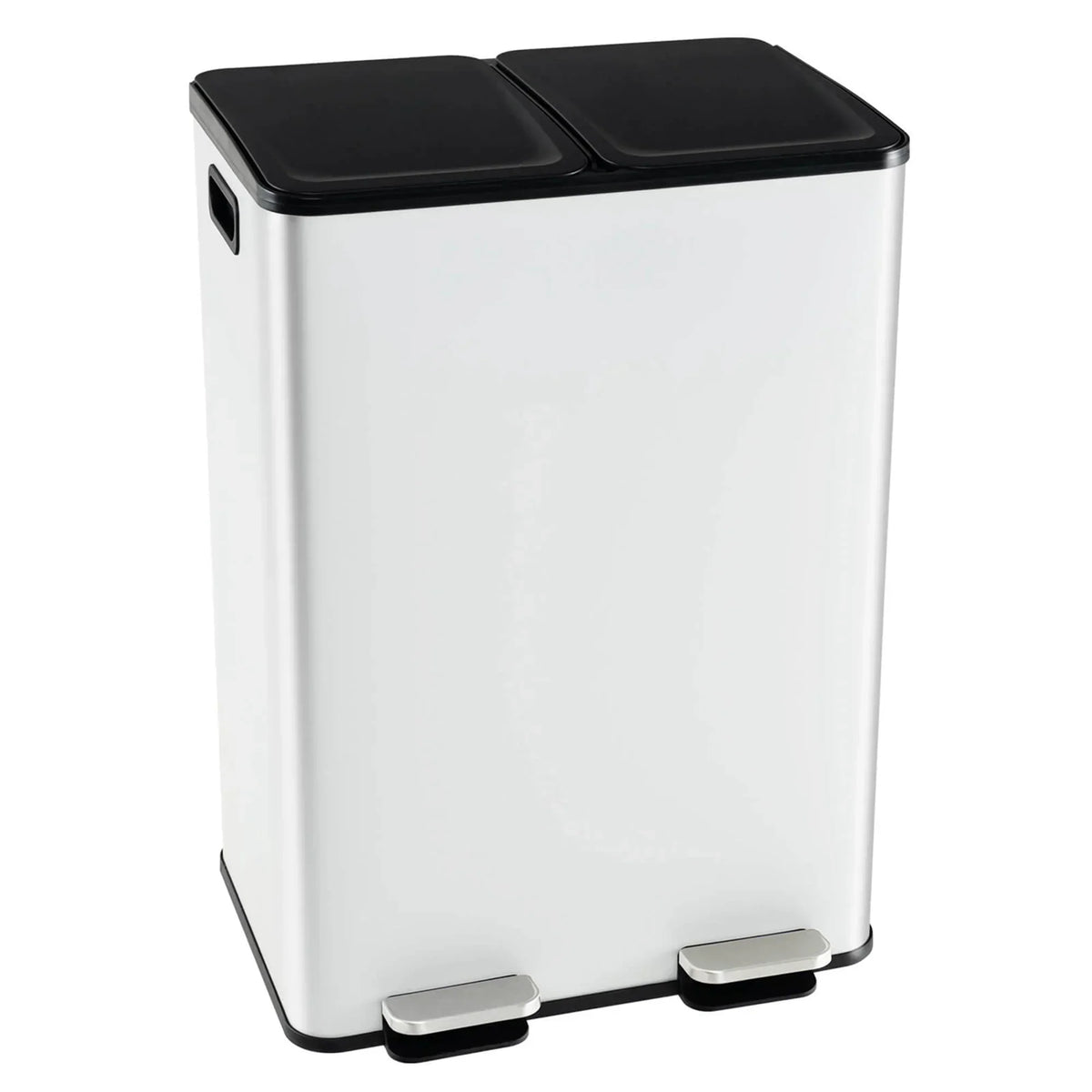 2026 NewCostway 16 Gallon Dual Step Trash Can Recycle Bin Stainless Steel Bucket Pedal Silver