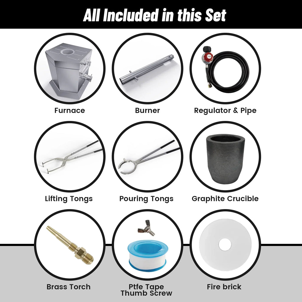 2026 New7KG Propane Melting Furnace Kit with Two Tongs and Crucible, All New Kiln Metal Foundry Furnace Smelting Gold Silver Copper Aluminum, Metal Recycle Home Smelting Casting Tool