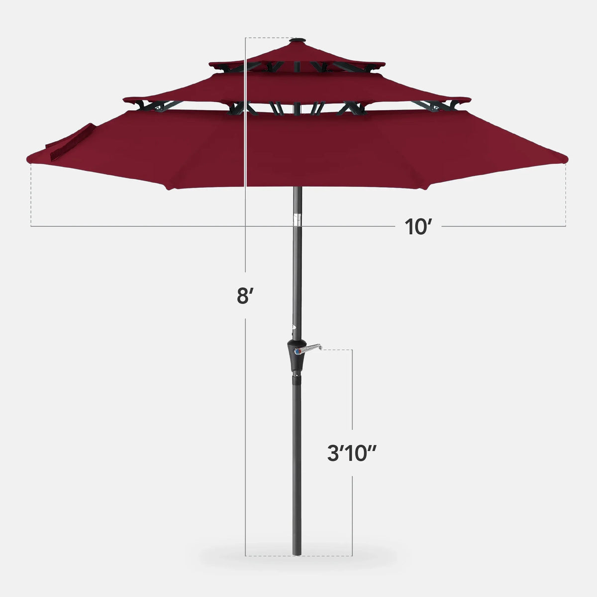 2026 NewBest Choice Products 10ft 3-Tier Patio Umbrella, Market Sun Shade w/ Tilt Adjustment, Easy Crank - Red