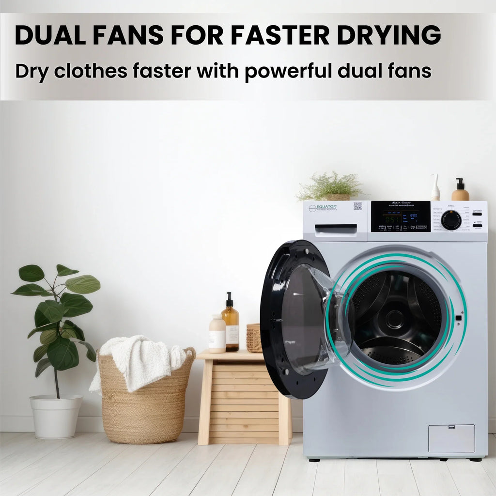 2026 NewEquator Combination Washer Dryer Ventless/Vented Pet cycle 1.62cf/15lbs 110V with Adjustable legs