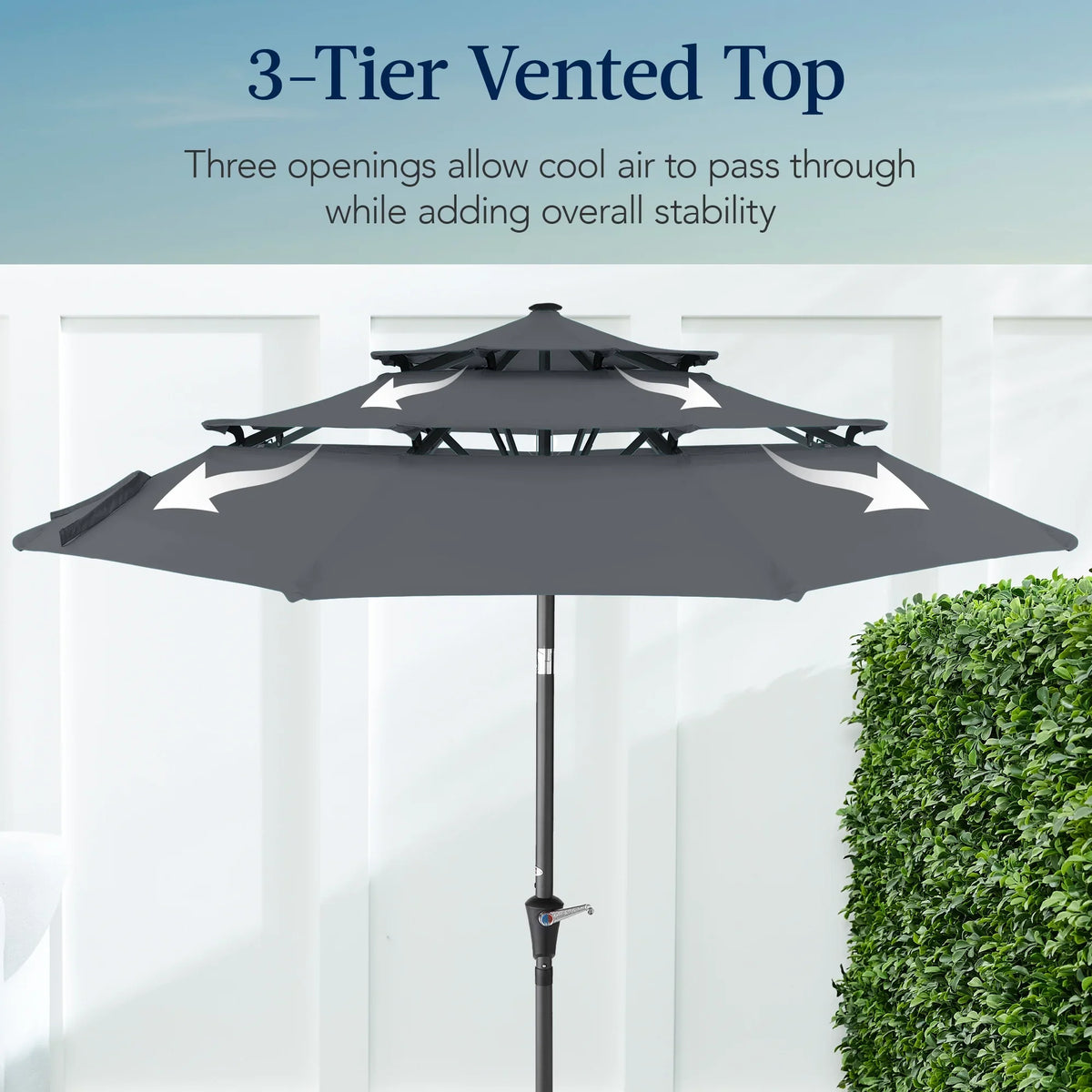 2026 NewBest Choice Products 10ft 3-Tier Patio Umbrella, Market Sun Shade w/ Tilt Adjustment, Easy Crank - Red