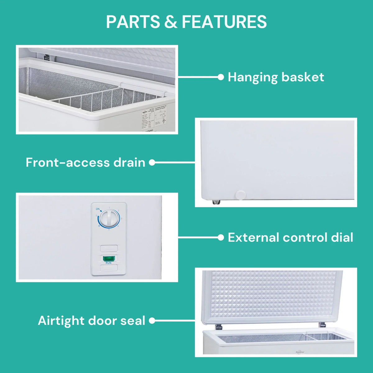2026 NewKoolatron Large Chest Freezer, 7.0 cu ft (195L),Manual Defrost Deep Freeze, Storage Basket, Space-Saving Flat Back, Stay-Open Lid, Front-Access Drain, White