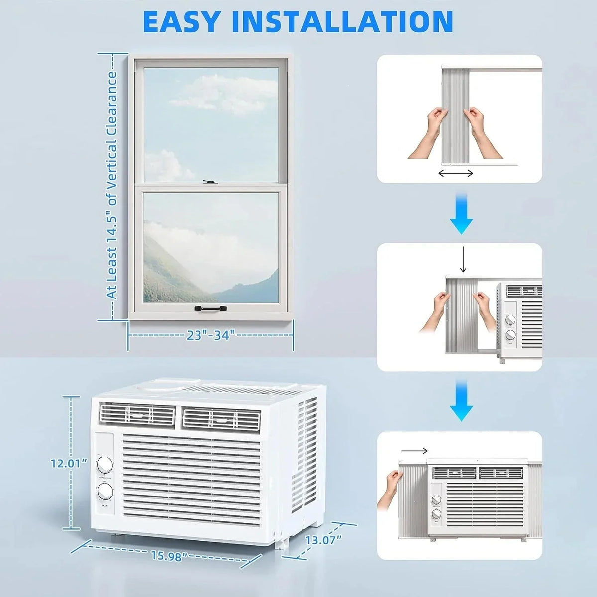2026 NewAntarctic Star 12,000 BTU U-shaped window air conditioner, cools rooms up to 550 square feet with 6 modes, 24-hour timer, ultra-quiet window air conditioner