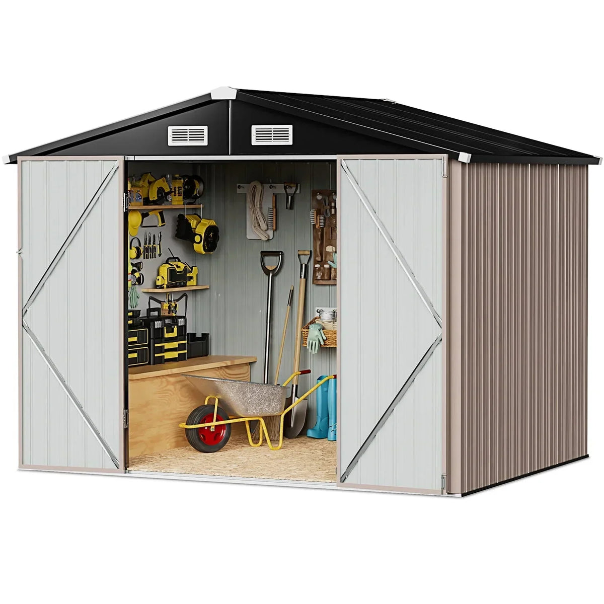 2026 NewAoxun 6 x 4 ft. Outdoor Metal Storage Shed with Lock for Backyard, Garden
