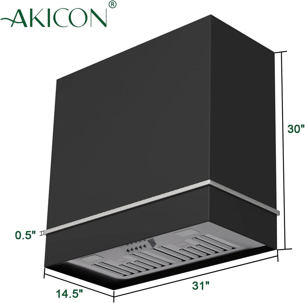 2026 New Akicon Range Hood 30 Inch, 600 CFM Ducted Vent Hood, Stainless Steel Box Kitchen Hood with 2 LED Lights, Removable Baffle Filters