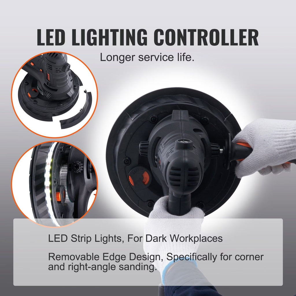 2026 New 800W Electric Drywall Sander with Dust Extraction, Adjustable RPM 1200-2300, Brush Motor for Efficient Wall Sanding & Polishing