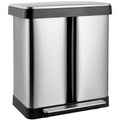 2026 NewArlopu 16 Gallon / 60L Dual Trash Can, Stainless Steel Kitchen Garbage Can with Soft-Close Lid, Home Office Classified Recycle Bin