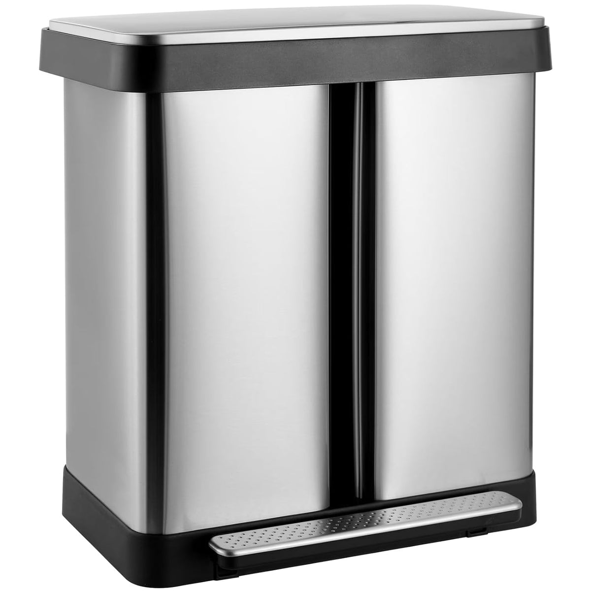 2026 NewArlopu 16 Gallon / 60L Dual Trash Can, Stainless Steel Kitchen Garbage Can with Soft-Close Lid, Home Office Classified Recycle Bin