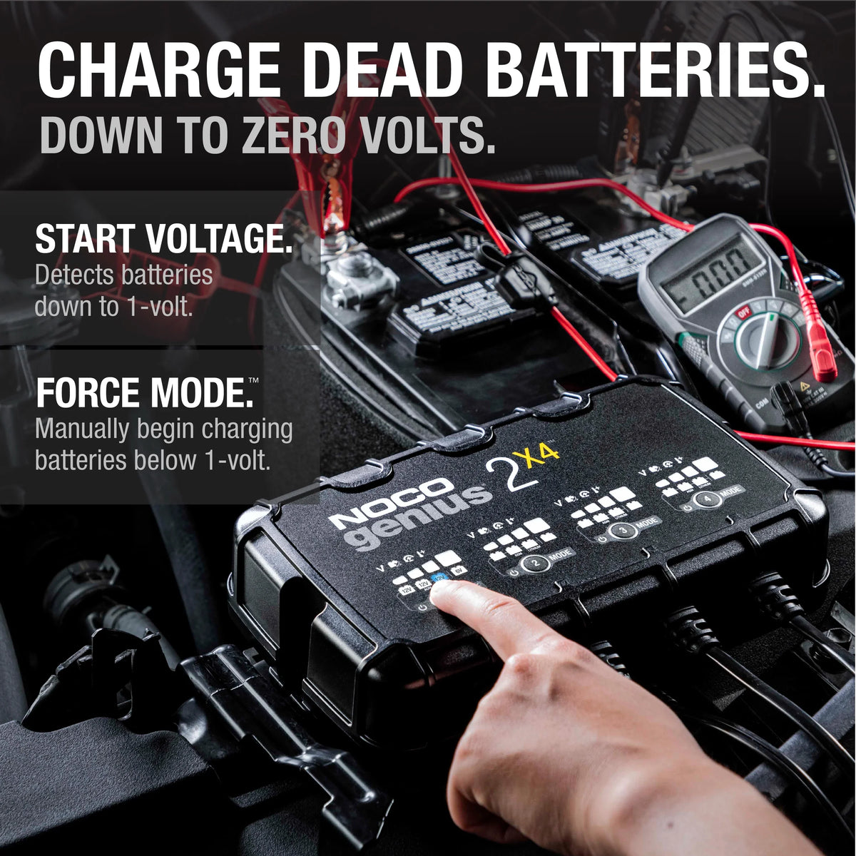 2026 NewNOCO GENIUS2X4: 4-Bank 8A (2A/Bank) 6V/12V Smart Battery Charger, Maintainer and Desulfator