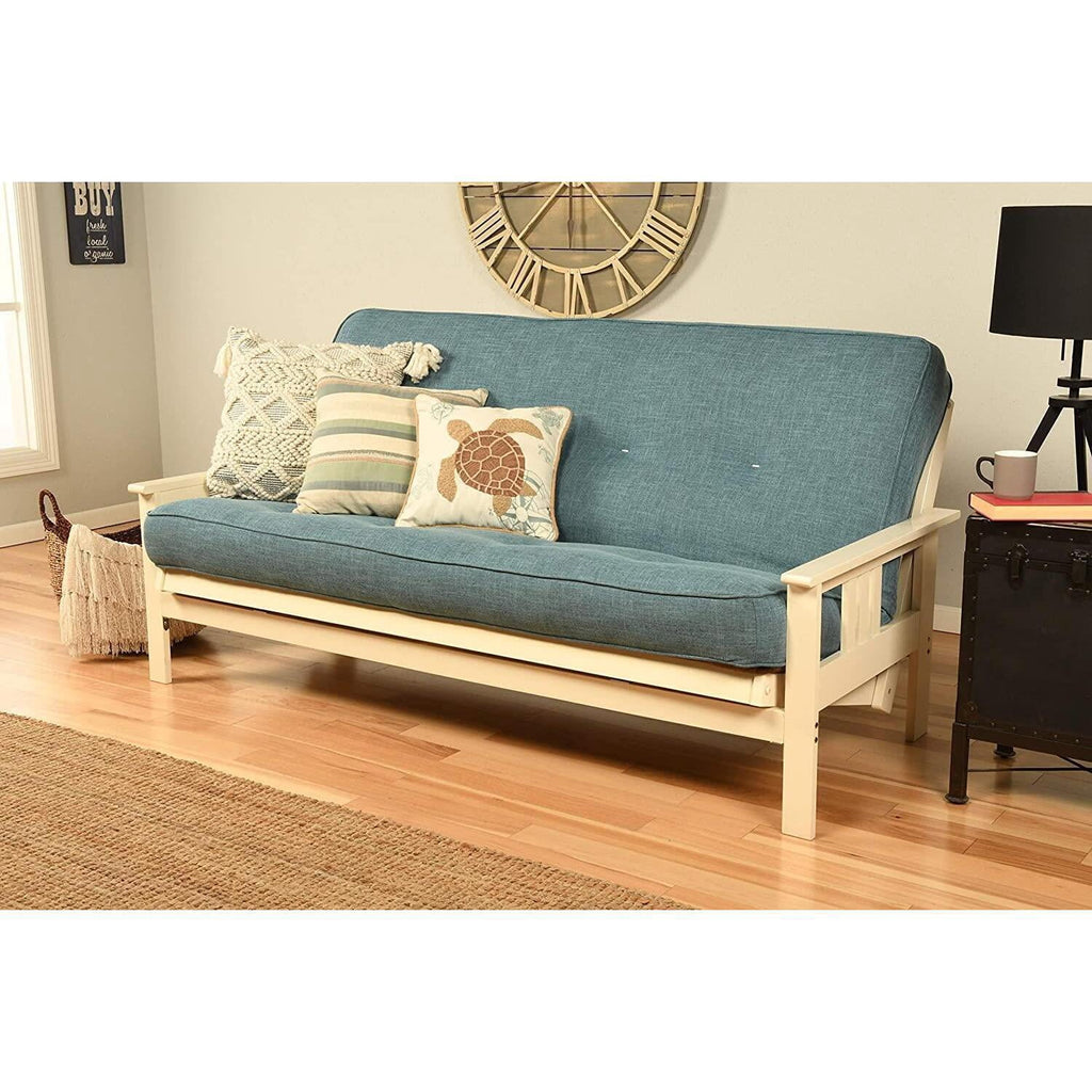 Full Size Futon Frame with Mattress - Hardwood Sofa Bed Convertible 79"