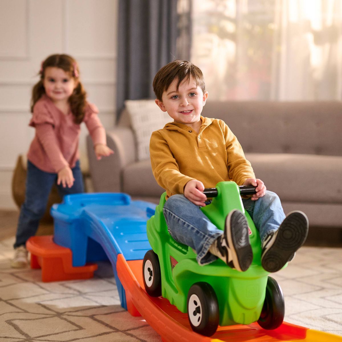 Step2 Racing Green Up & Down Roller Coaster Ride-On: Pedal Push Toy for Ages 2-5
