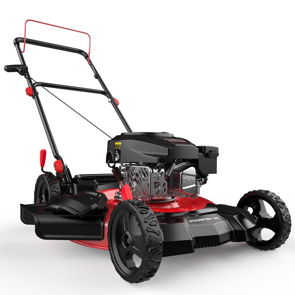 PowerSmart Gas Lawn Mower, 21 inches 144cc 2-in-1 Walk-Behind , Side Discharge Push Lawn Mower