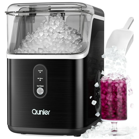 Qunler Nugget Ice Maker Countertops, 33lbs Per Day Portable Pebble ice machine, Crushed Sonic ice maker with Soft Chewable Ic