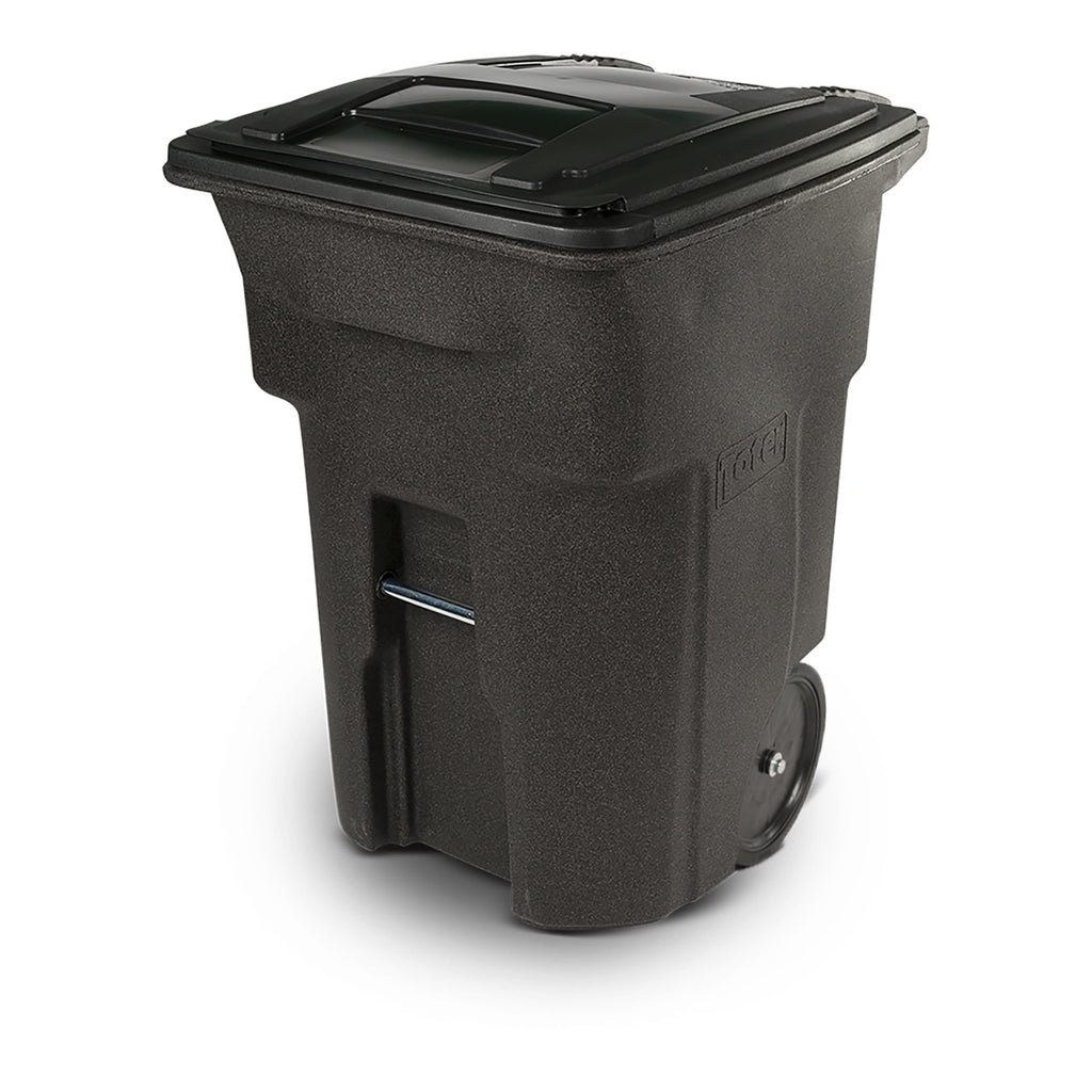 Toter 96 Gal. Trash Can Brownstone with Quiet Wheels and Lid