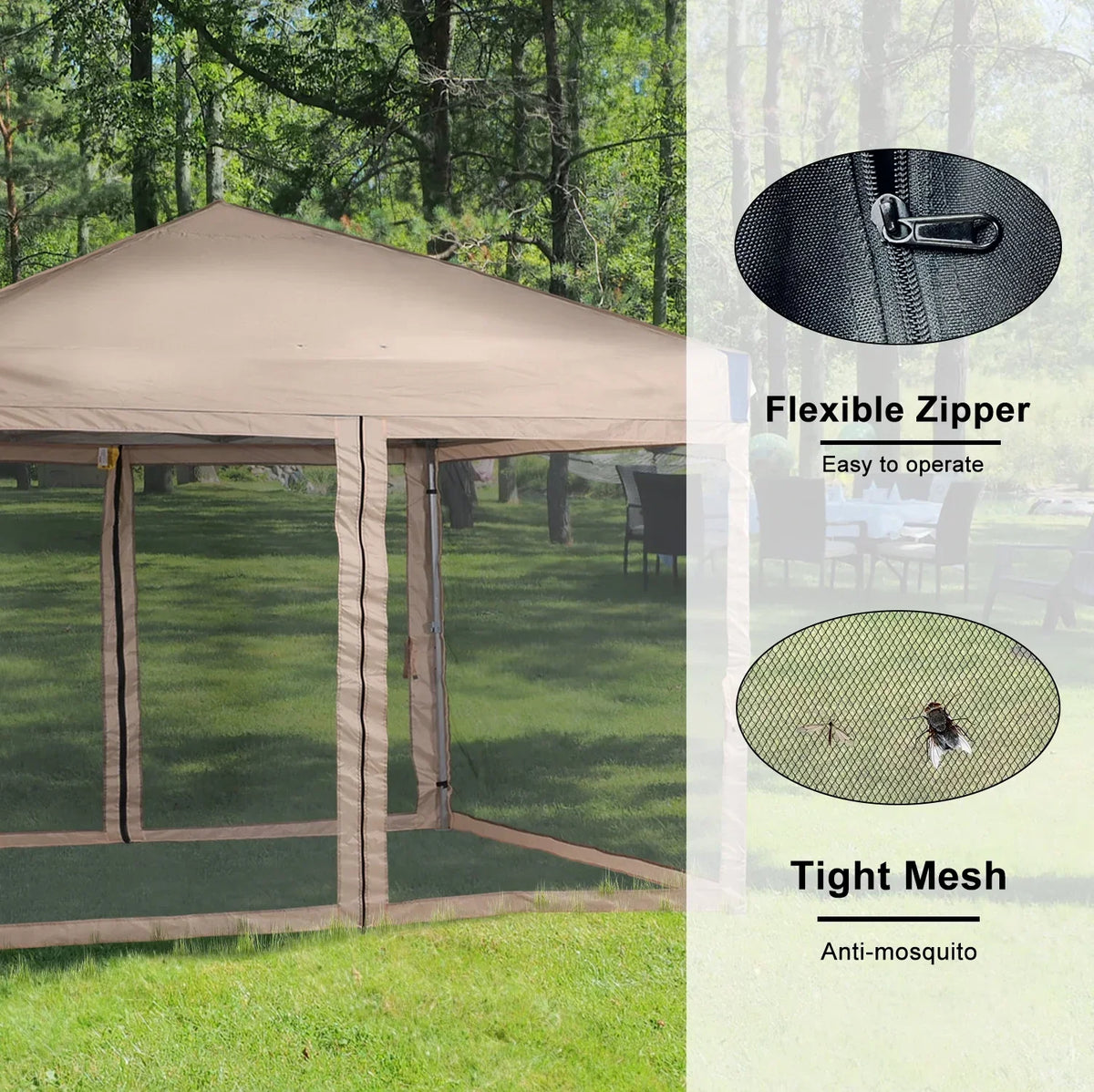 2026 NewAoodor 12'x12' Pop Up Canopy with Removable Mesh Sidewalls, Outdoor Portable Instant Shelter Tent-Black