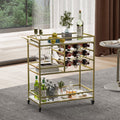 2026 NewWHIFEA 3-Tier Home Bar Cart with Wine Rack, Mobile Serving Wine Cart on Wheels, Modern Rolling Drink Trolley for Coffee Tea Wine