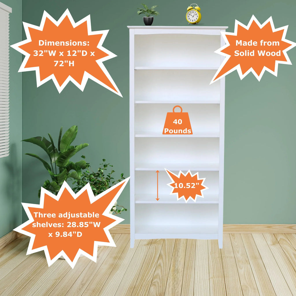 2026 NewInternational Concepts Solid Wood Shaker Bookcase, 72 in H