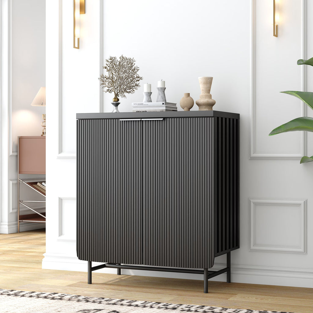 2026 NewVivvoo 30" Wood Nightstand Fluted Door Accent Cabinet